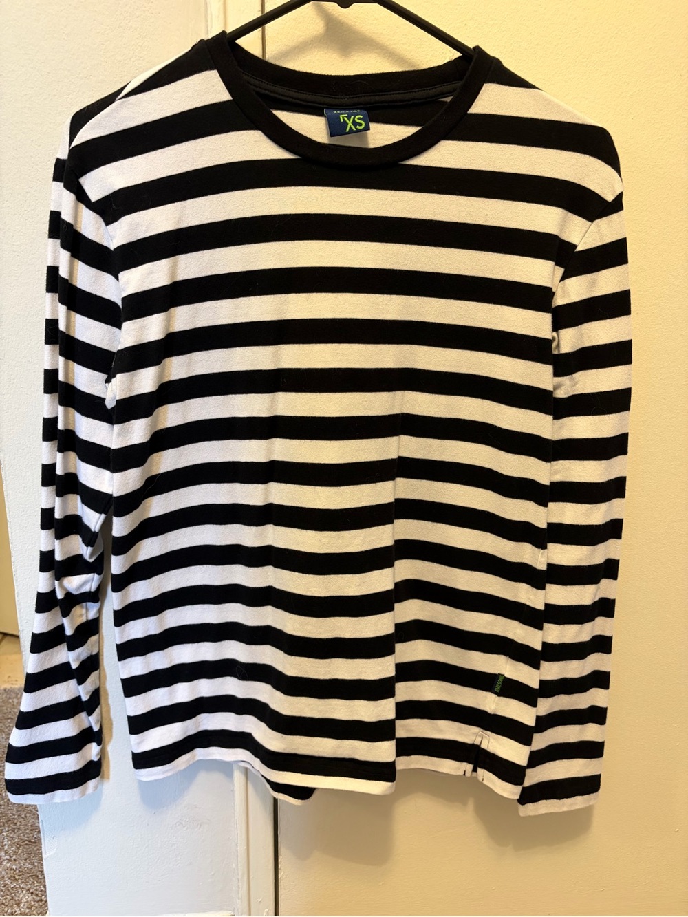 Goth Long Sleeve Black & White Striped T Shirt